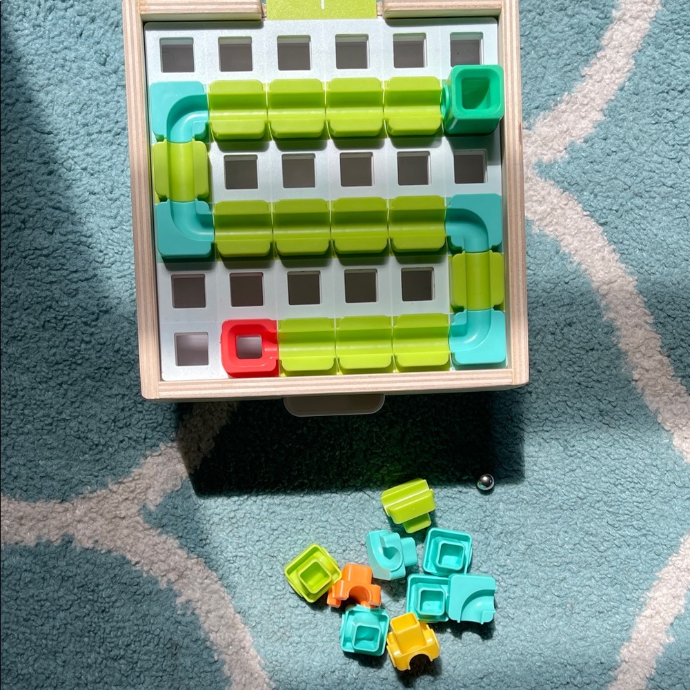 Lovevery Marble Run Puzzle Board Toy - Green & Teal